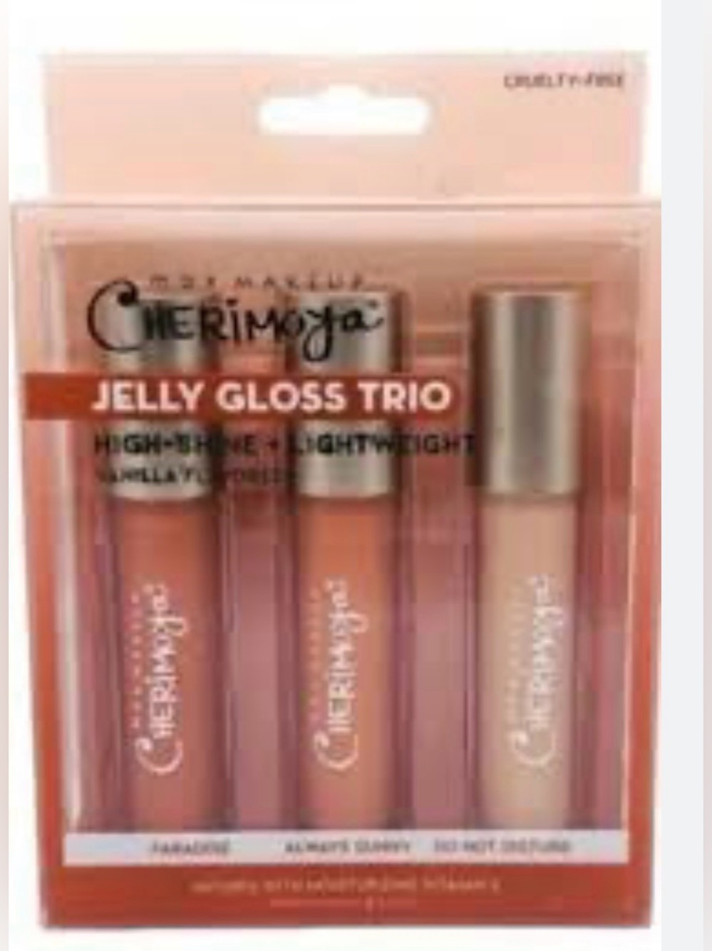 Max Makeup Cherimoya Jelly Gloss Trio featuring three shades
